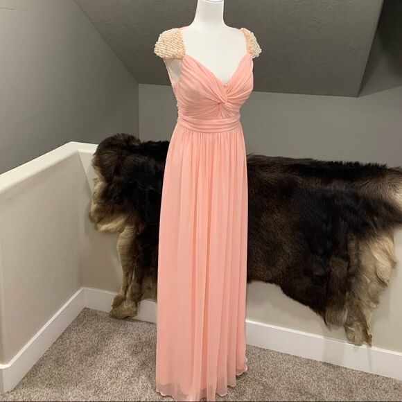 Lovely Twist Fold, Beaded Cap Sleeve & Pleated Tulle Party Dress - Picture 5 of 11